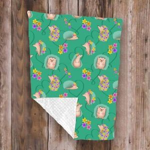 NEW FLOWERY HEDGEHOG MINKY BLANKET